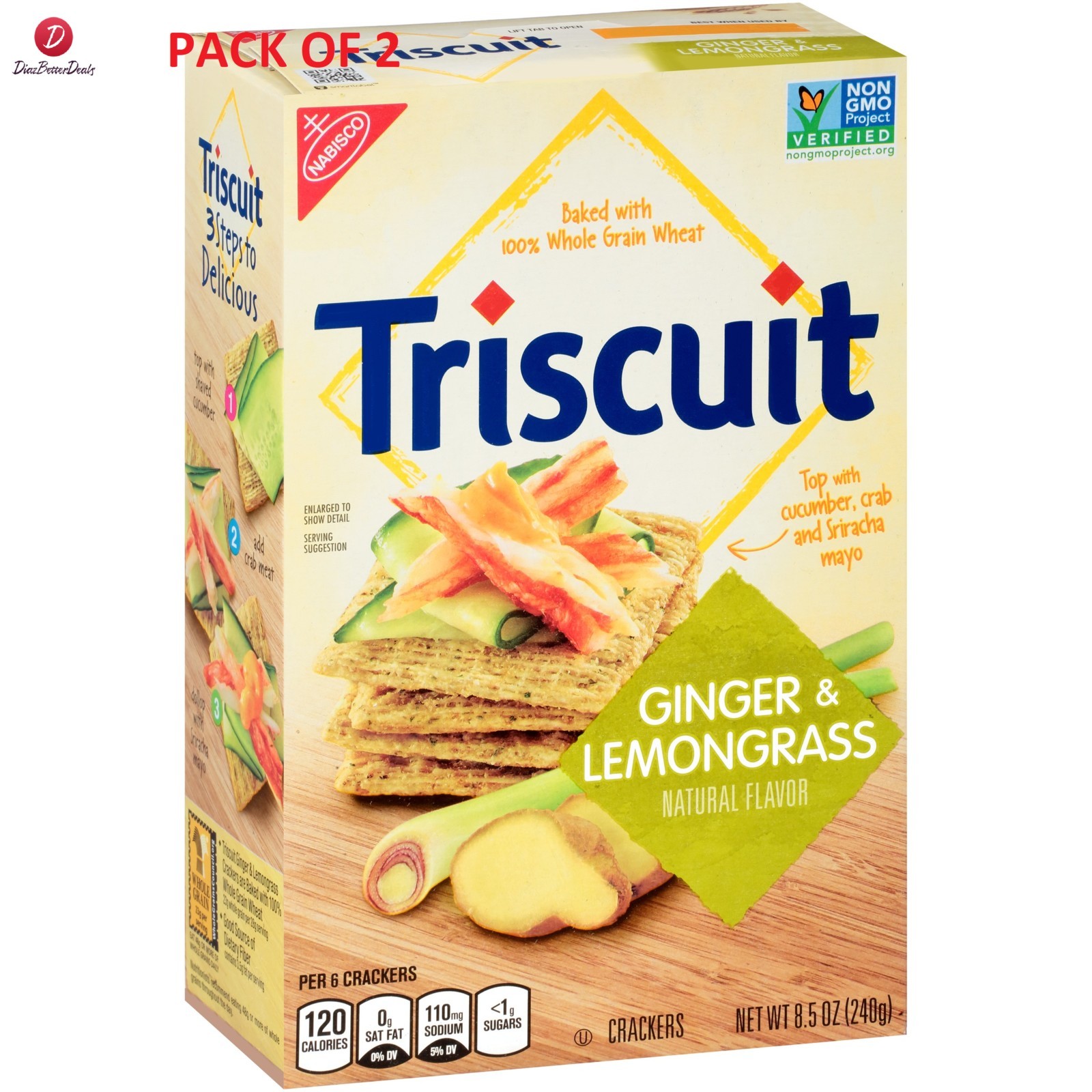 UPC 044000050443 product image for 2-pack Nabisco Triscuit Ginger Lemongrass Crackers 8.5 Oz. Box | upcitemdb.com