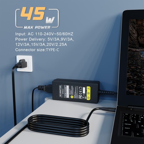 45W USB-C Type-C AC Adapter Laptop Charger for HP Chromebook X360 14 G5 14-CA000