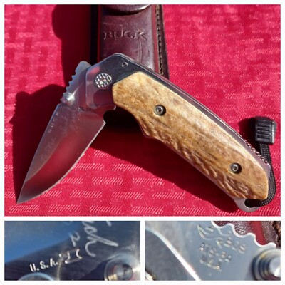 Rare 2002 Chuck BUCK Folding Knife 277 Alpha Hunter BOS ATS-34 Elk Stag Handle
