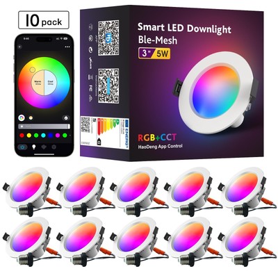 Smart Retrofit 3 Inch 5 Watts E26 Led Recessed Down Light Dimmable Rgbcw Color C