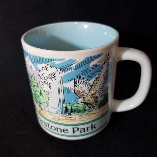 Vintage Mug Yellowstone Park Mug Elk Buffalo Wildlife Coffee Travel Souvenier