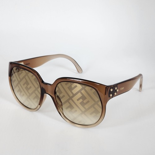 Pre-owned Fendi ? Ff-0403/g/s 09qeb Brown/gold Logo Print Mirror Women's Sunglasses