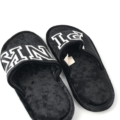 Victoria's Secret Velvet Slippers Shoes Sandals Black Sz Small Sz 5-6 (ssw6)