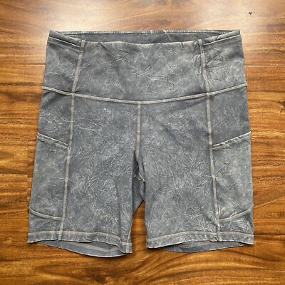 Lululemon Women Fast Free HR 6'' Short Size 8 Ice Dye Asphalt Biker High Rise EUC