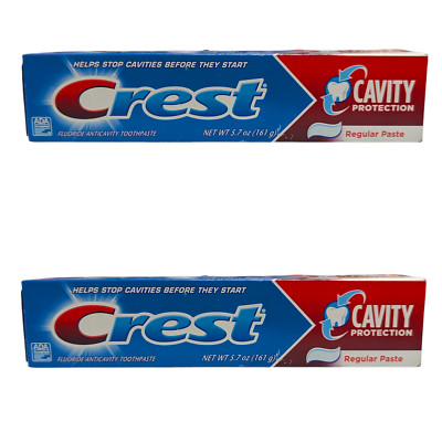 2 x Crest Cavity Protection Toothpaste, Regular Paste, 5.7 oz EXP 4/2027