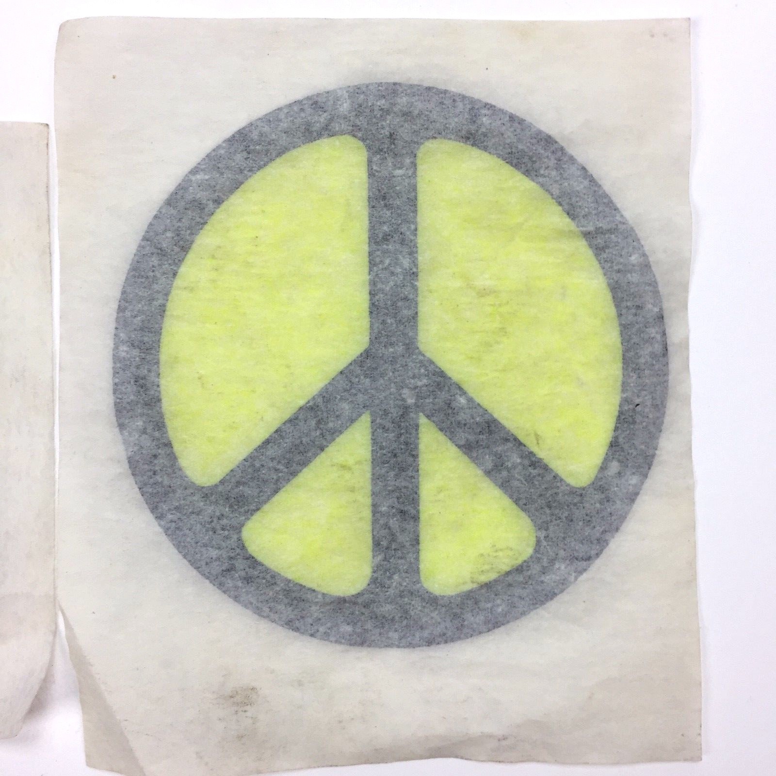 Vintage Iron-Ons, Day-glow RIGHT ON Peace Symbol, Paper Vellum T-shirt Transfer