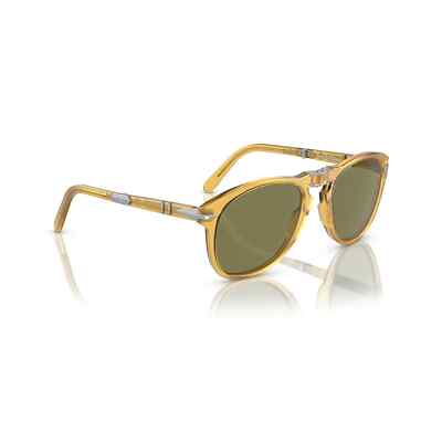 Pre-owned Persol Steve Mcqueen Po 0714sm 204/p1 54 Opal Yellow Green Polarized Sunglasses