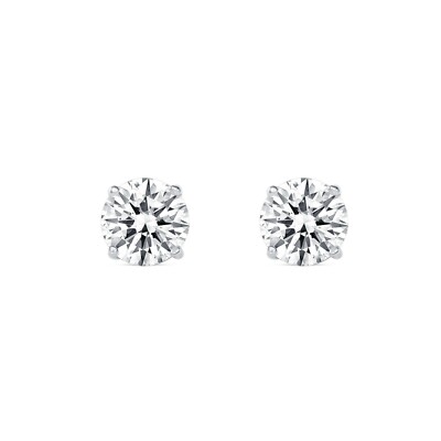 Pre-owned Shine Brite With A Diamond 2 Ct Round Created Diamond Earrings Studs Real 14k White Gold Basket Push Back In White/colorless