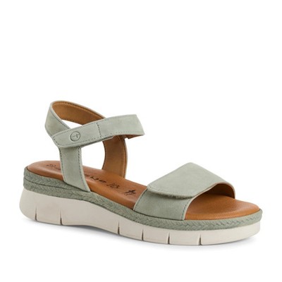 Tamaris Damen Grüne Ledersandalen Freizeit 1-28220-44771