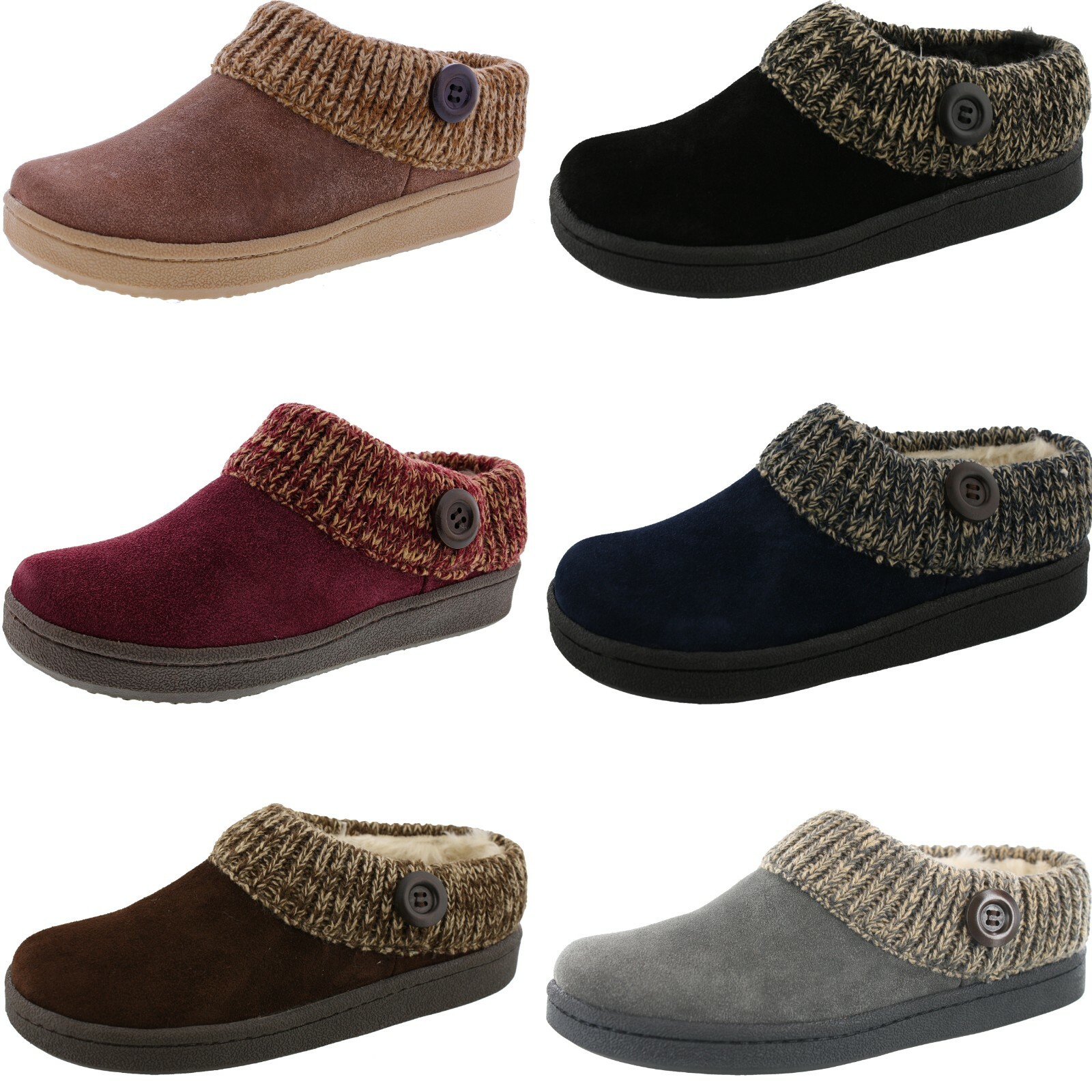 CLARKS WOMEN'S ANGELINA KNITTED COLLAR WINTER CLOG SLIPPERS