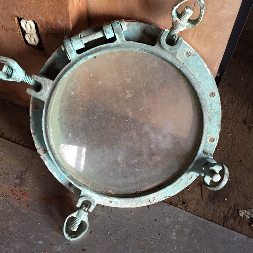 Vintage Bronze WWII Era Ship's Nautical Porthole, Bronze & Glass 19