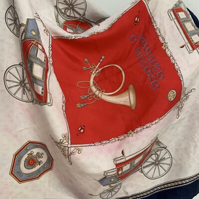 CELINE PARIS CARRIAGE SQUARE silk scarf 36/33 in MADE IN ITALY #A69 POOR CD