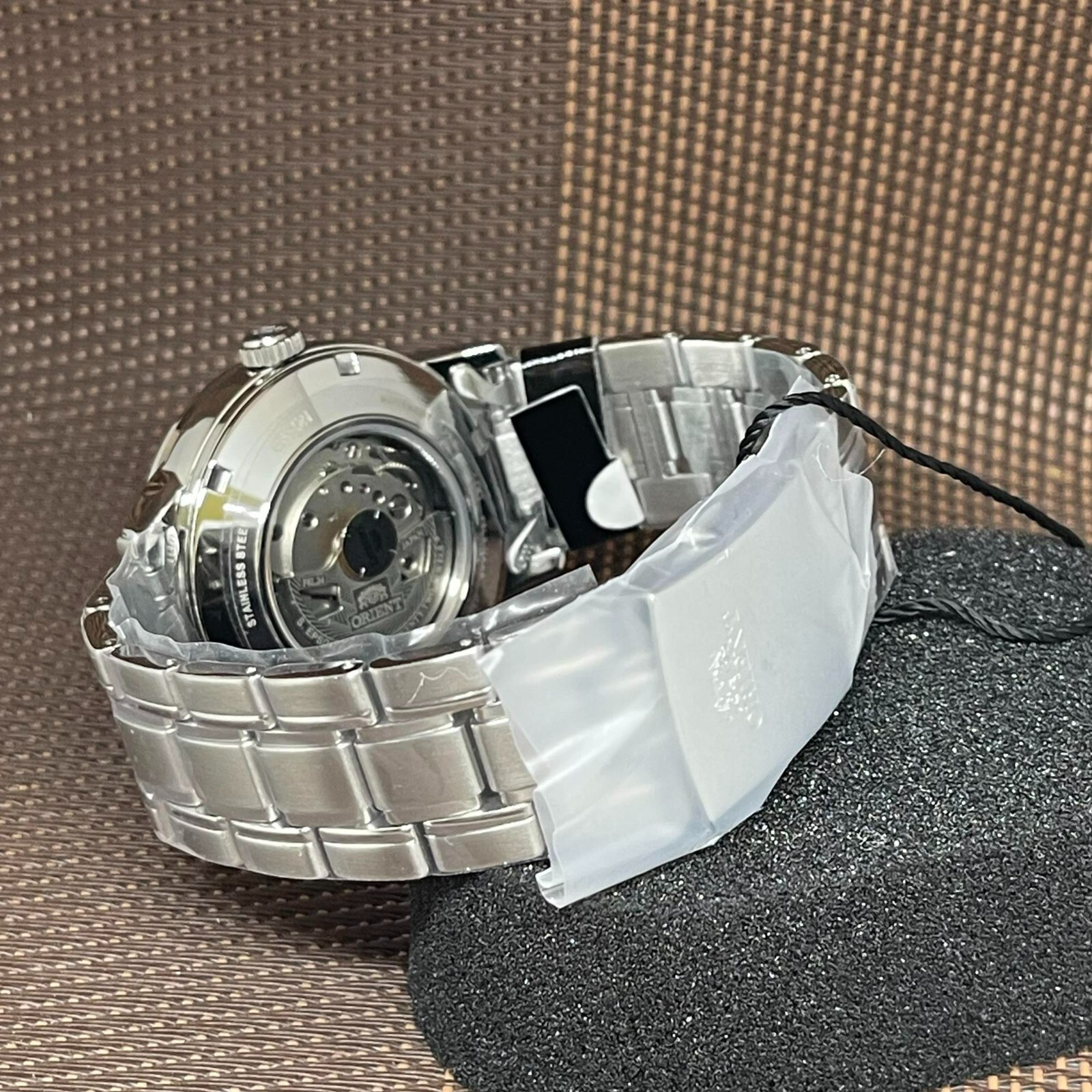 Pre-owned Orient Ra-as0008b10b Sun And Moon Open Heart Automatic Stainless Steel Men Watch