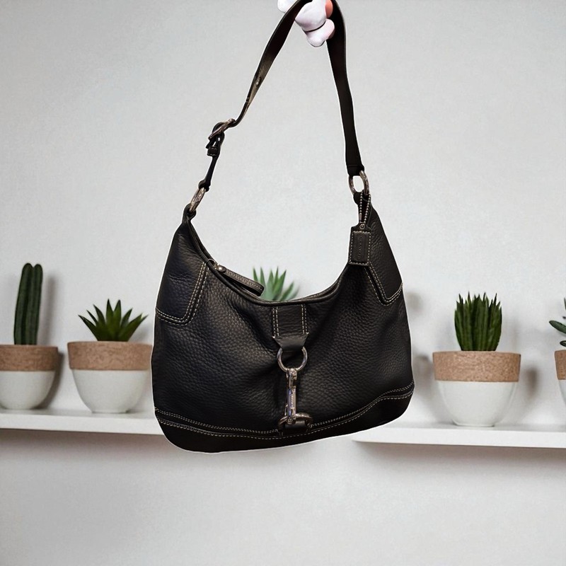 Coach Hamilton F13088 Black Pebbled Leather Purse Shoulder Bag