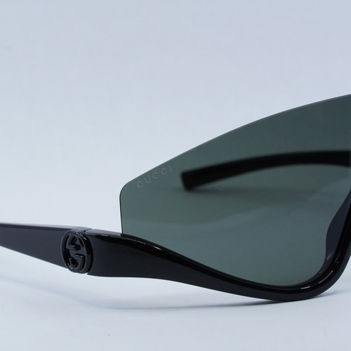 Pre-owned Gucci Gg1650s 001 Shiny Black/grey 99-1-110 Sunglasses Authentic In Gray