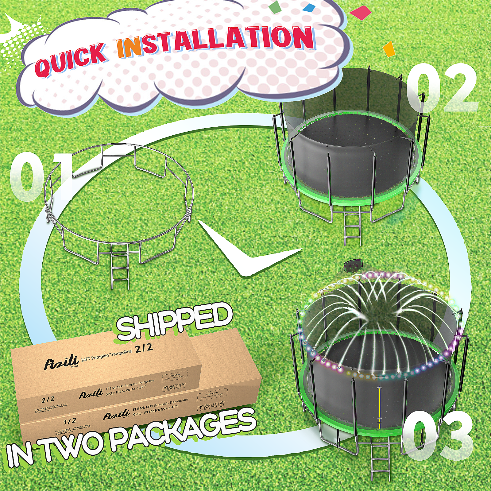 16FT Backyard Trampoline for Kids with Safety Enclosure Net, Basketball Hoop