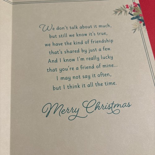Merry Christmas For My Friend Kind Of Friendship 5.5”x8” Hallmark Greeting Card