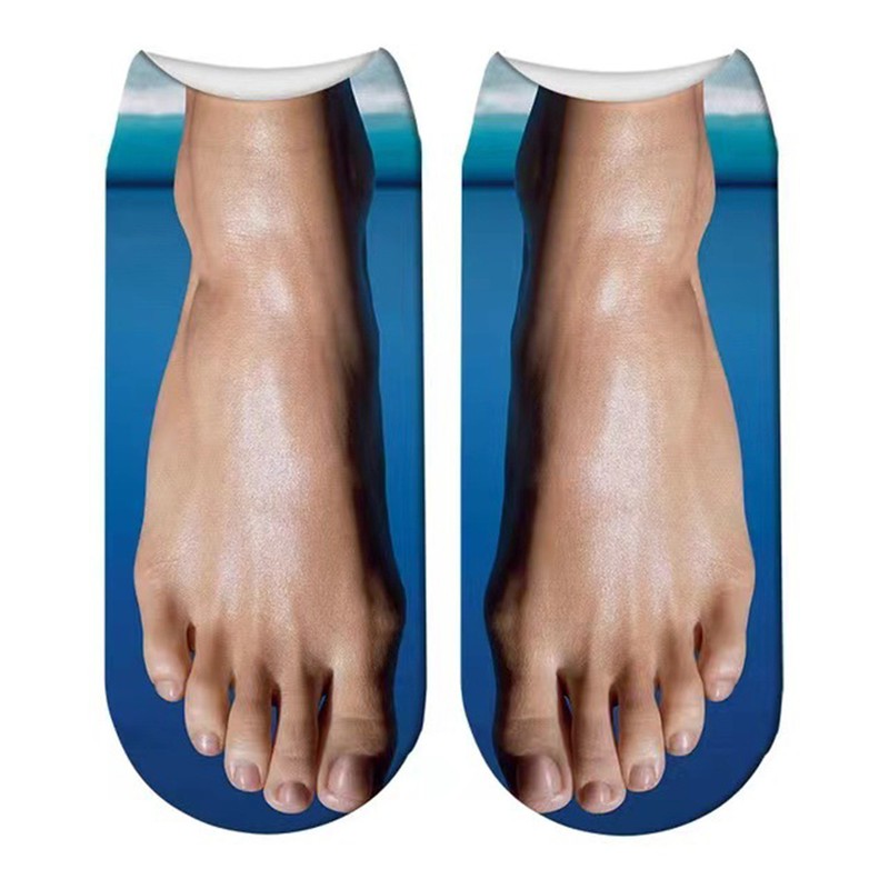Men Women 3D Pattern Manicure Print Socks Flipflop Funny Hidden Running Sock
