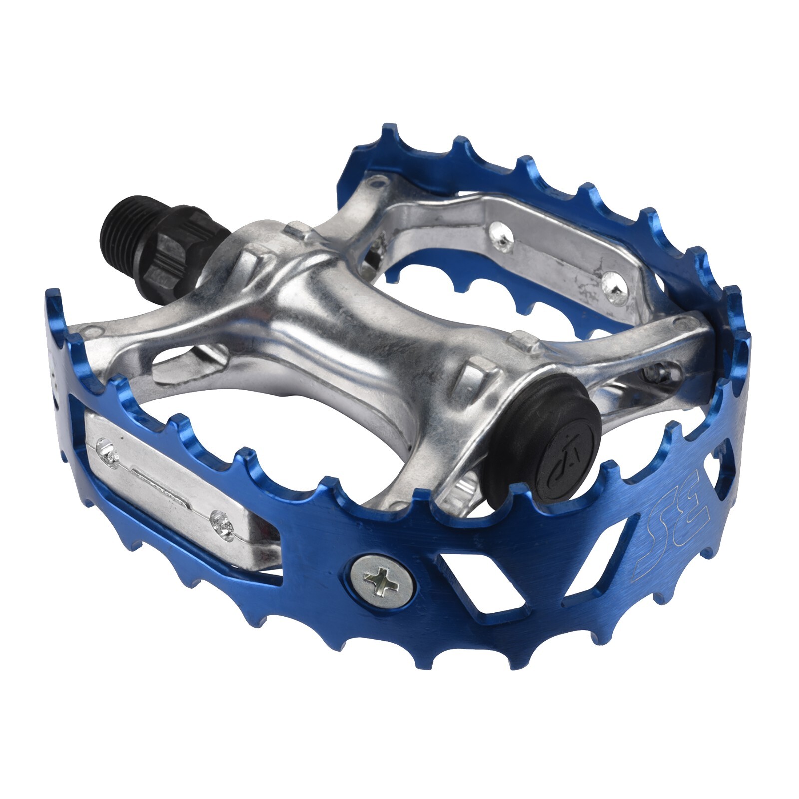 SE Bikes BMX Blue / Silver Bear Trap Pedals 9/16