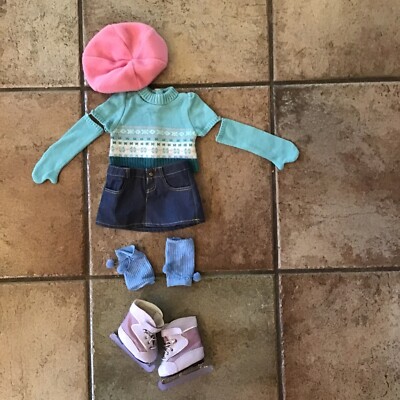 American Girl Items From Mia s 2 In 1 Skate Outfit , W/ Purple Ice SKATES/Guards
