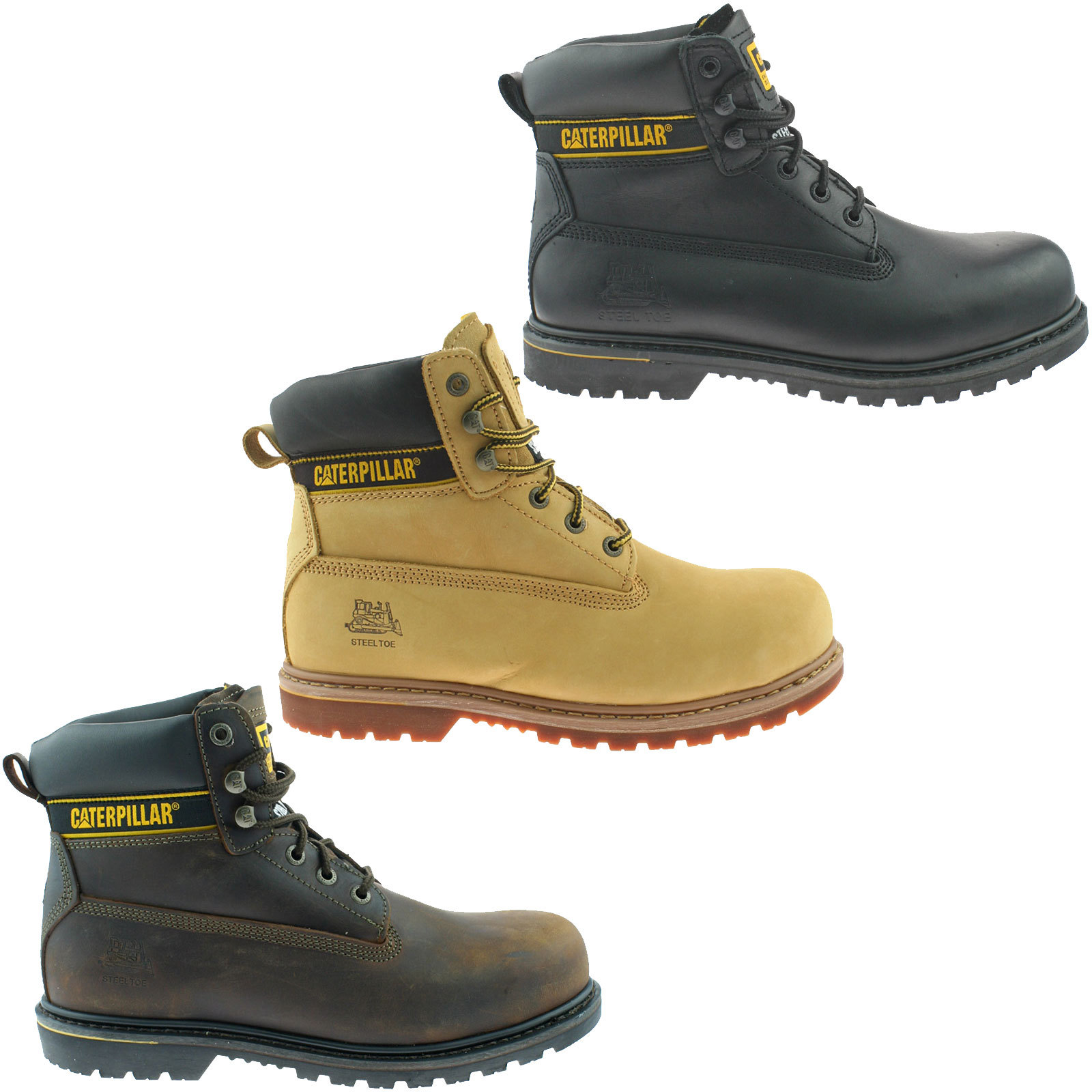 CAT Caterpillar Electric Safety Steel Toe Leather Suede Mens Work Boots UK6-12