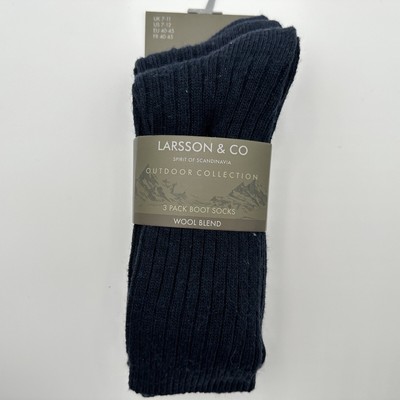 Larsson & Co Men's Boot Socks 3-pack Wool Blend Outdoor Collection Size 7-12