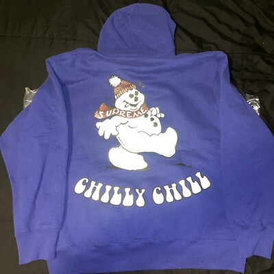 NEW Supreme Snowman Chilly Chilly Hooded Sweatshirt - Dark RoyaL- Large - FW21
