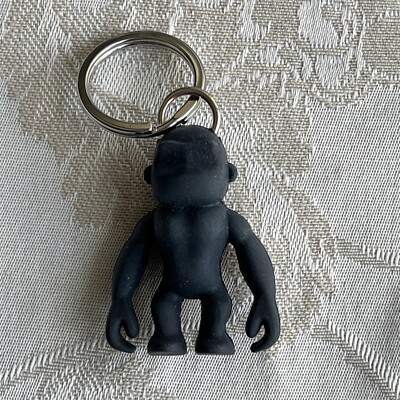KIPLING Gorilla Ape Monkey Keychains Key Ring Fob Charm Dark Blue Rubber