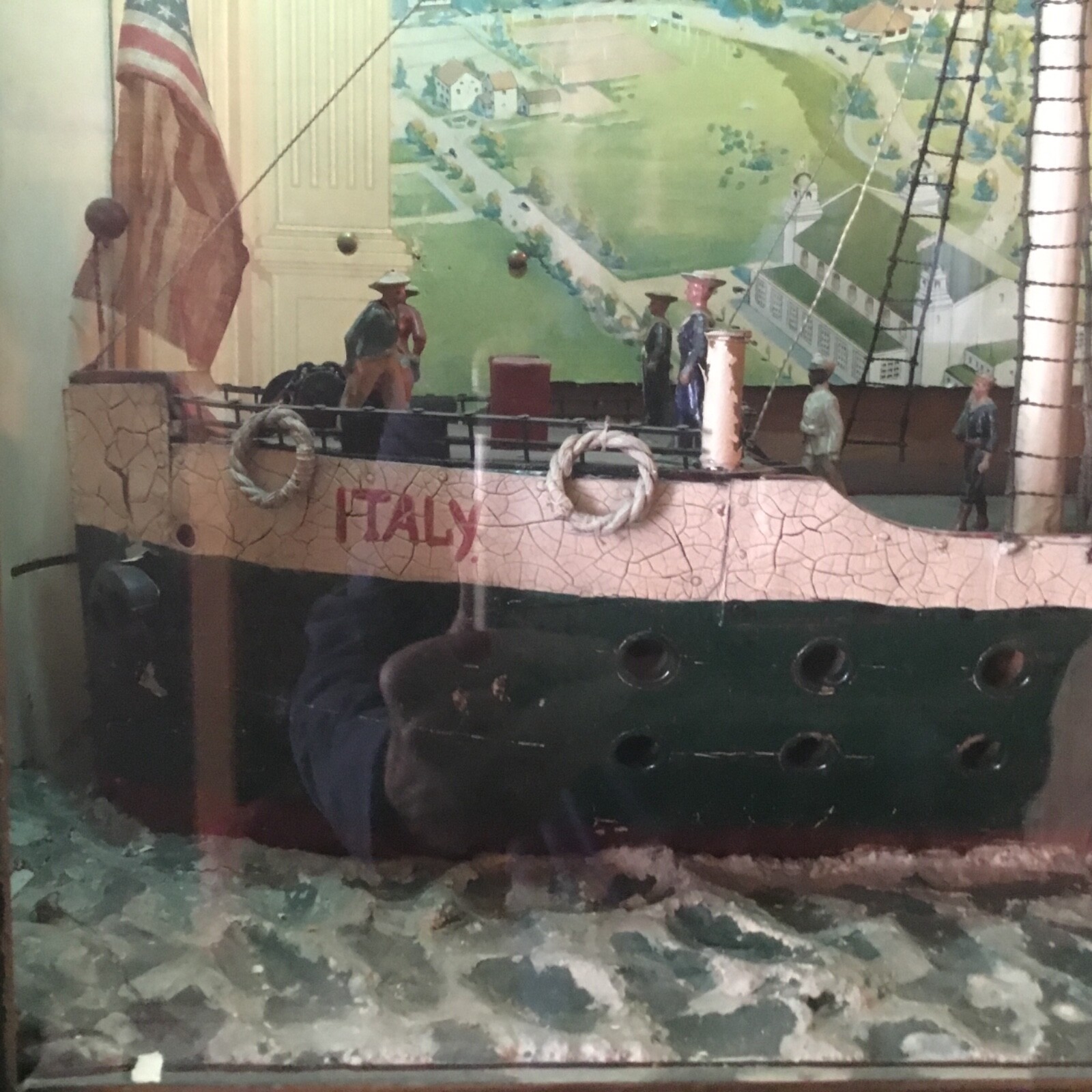 Antique 1890 Steam Ship Model In Case 43 Inch Long Penn.