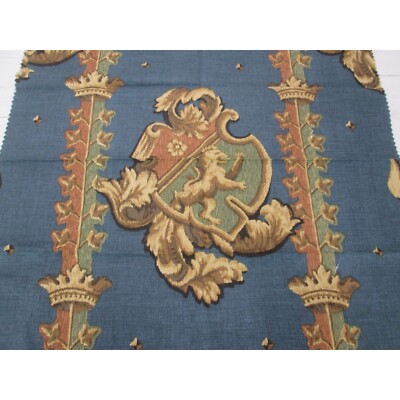 Vintage Fabric Sample Lot 2 Heraldic Lion Crest Coat of Arms Coated Cotton Crown