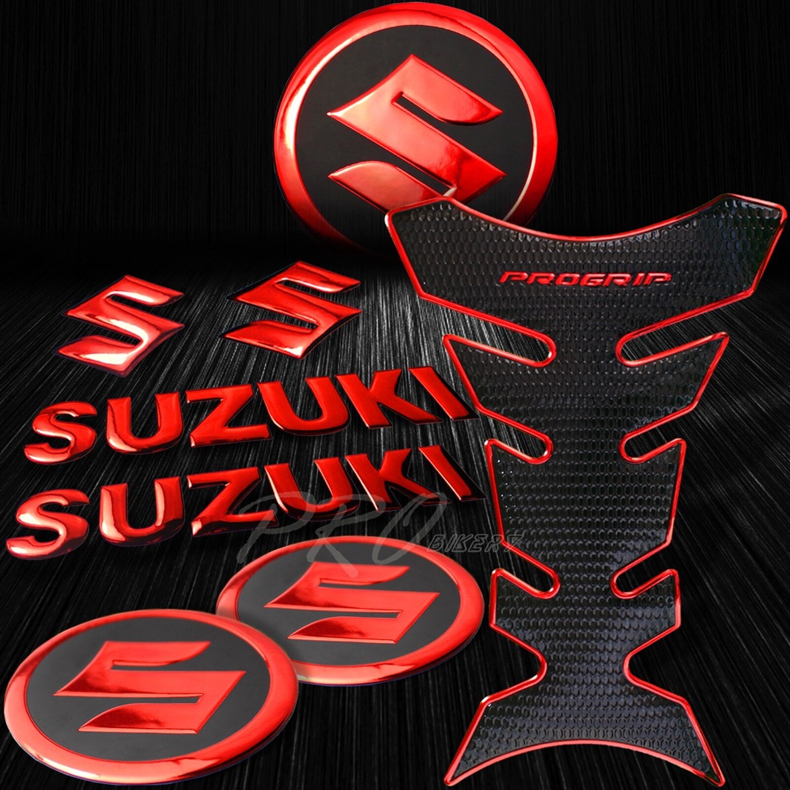 Chromed Red Pro Fuel Tank Pad+8
