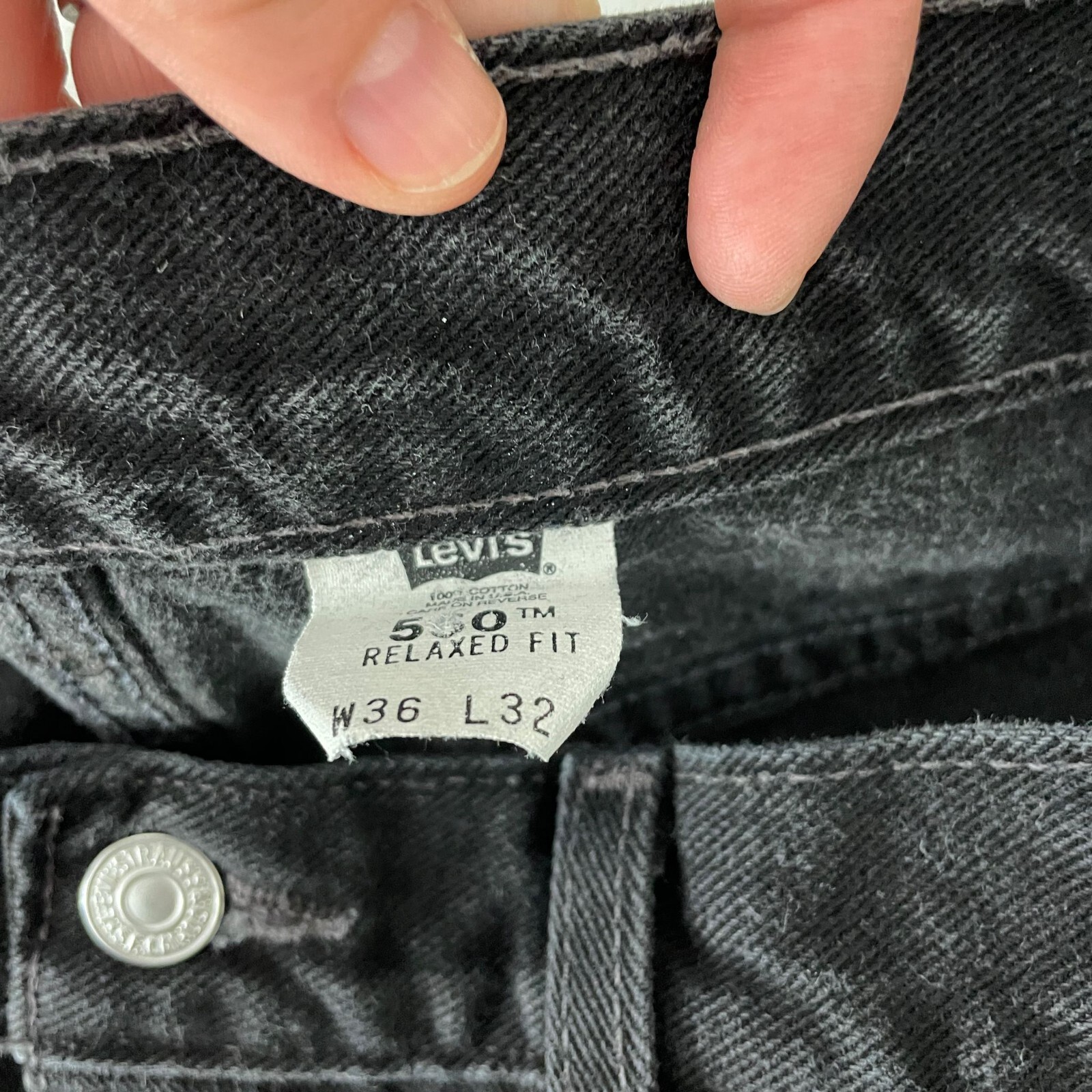 VINTAGE Levis 550 Jeans Mens 36 Black Relaxed Fit Tapered Cotton USA Made 32x30