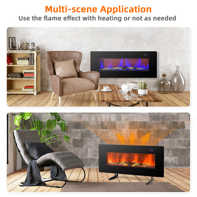 42" Electric Fireplace Wall Mounted & Freestanding Heater Remote Control 1500W
