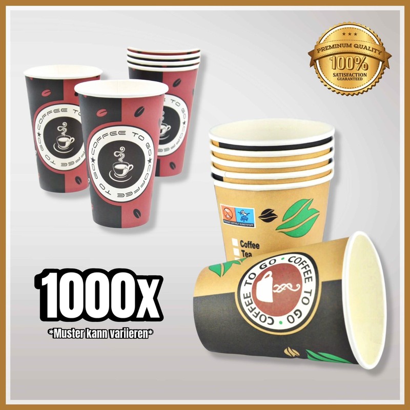 1000 X Premium Coffee Kaffeebecher - To Go Pappbecher 180ml, 200ml, 300ml - Neu