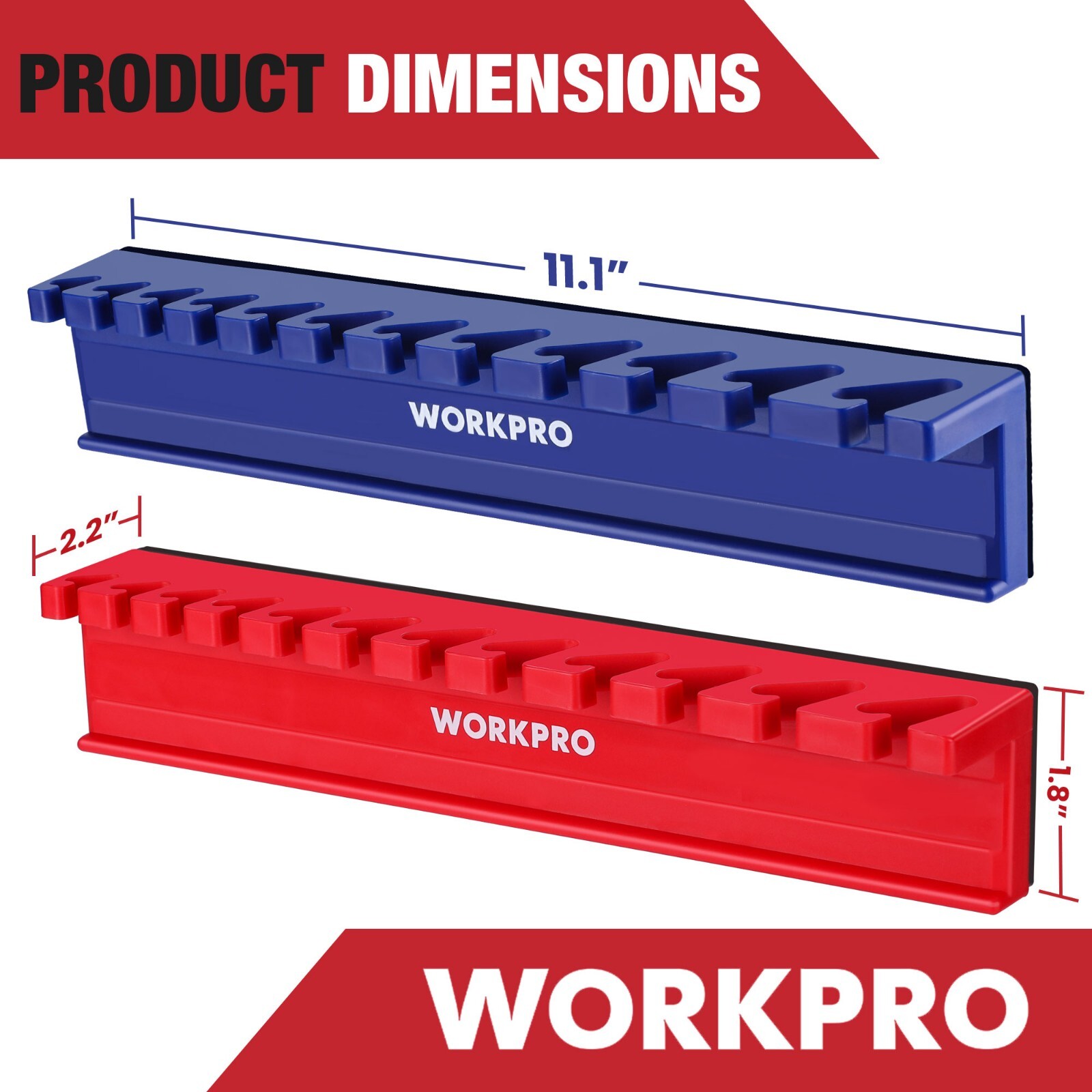 WORKPRO 2-Piece Magnetic Wrench Organizer Wrench Rack Tool Trays SAE&Metric