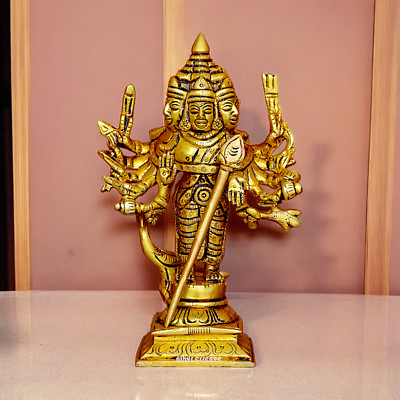 Brass Lord Shanmugar Murugan Kartikeya 15 cm Statue Hindu God Deity Sculpture