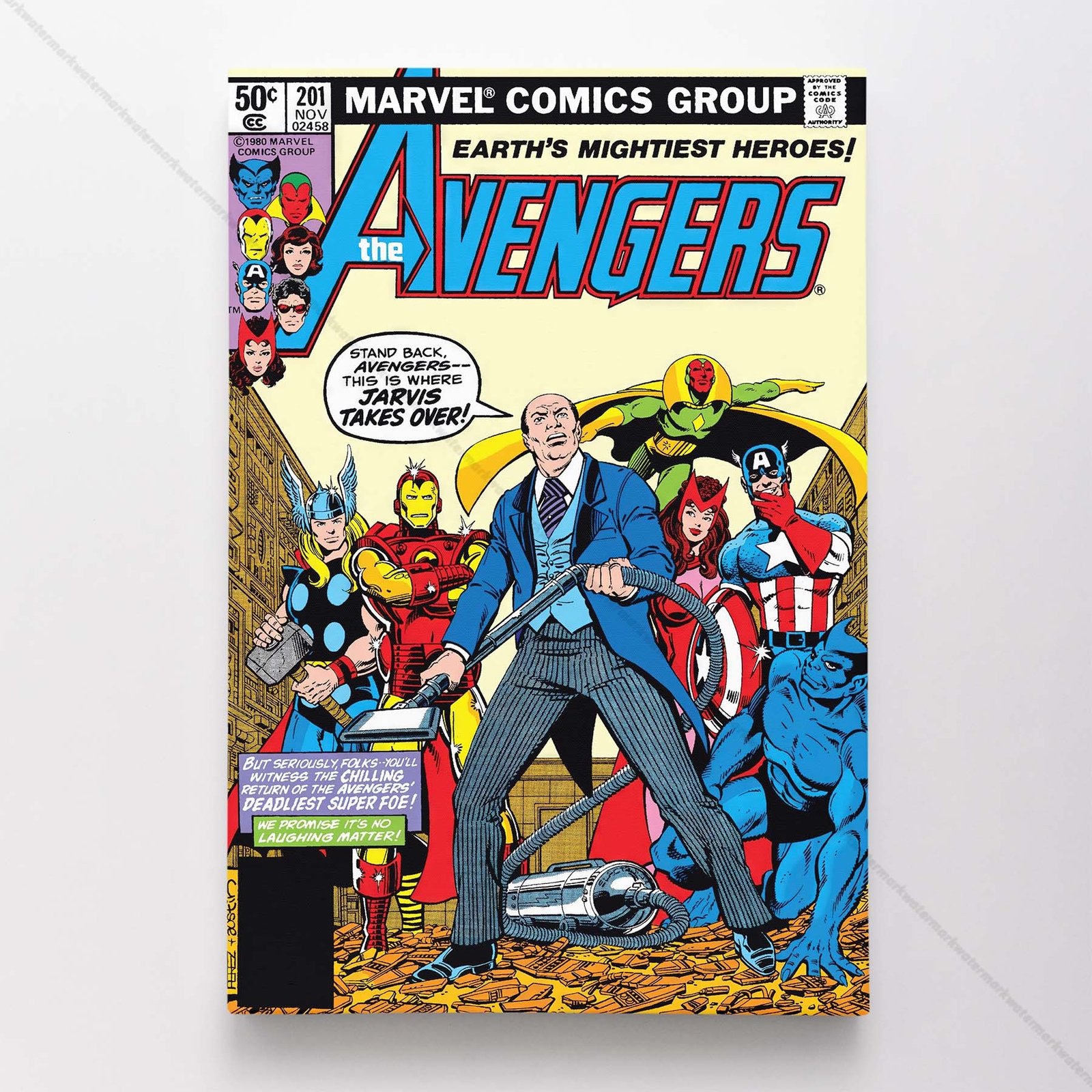 Avengers #201 Poster Canvas Mightiest Heroes Marvel Comic Book Art Print