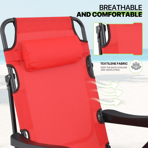 Red Zero Gravity Chair Adjustable Folding Patio Lounge Chair Outdoor Camping Cot