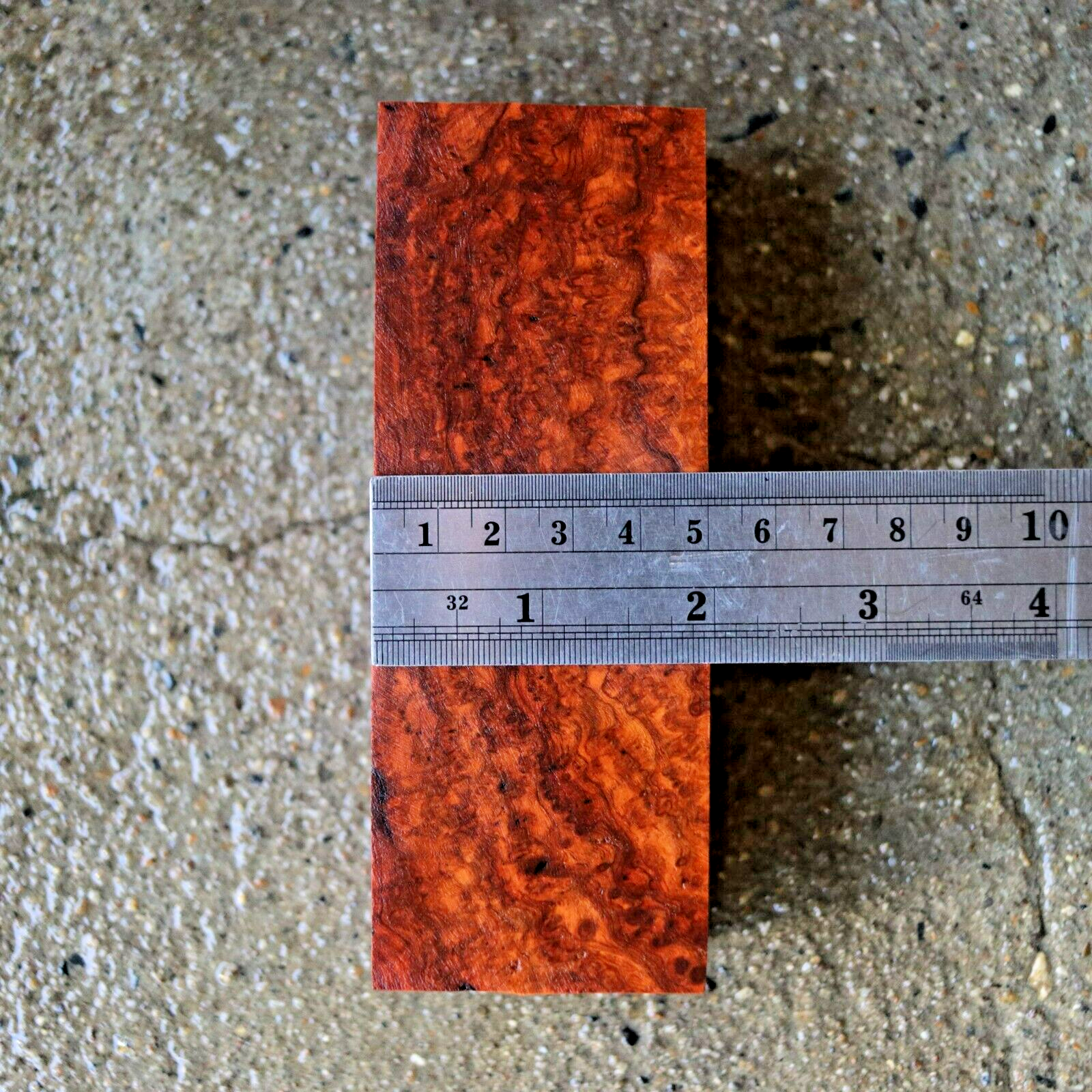 Amboyna Burl, Knife Handle Blank Turning, Exotic Wood 1 7/8"x 5"x 1 3/8" #392 Amboyna Burl, Knife Handle Blank Turning, Exotic Wood 1 7/8"x 5"x 1 3/8" #392