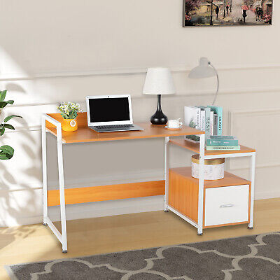 Computer Desk Laptop Table Writing Study Desk Home Office w/ Files Drawers