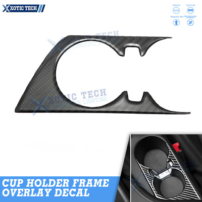 Carbon Fiber Water Cup Holder Frame Overlay Trim Decal Fits Chevy Camaro 2016-24