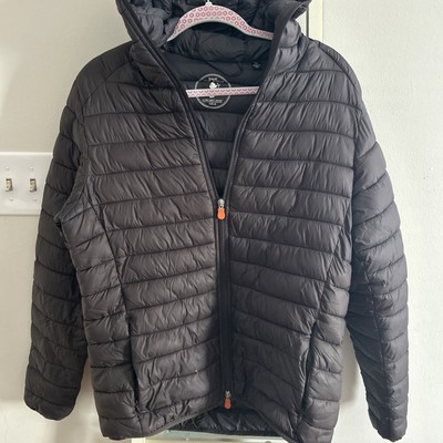 Save the Duck Ultra Light Hooded Puffer Jacket in Purple Wine Color Size Medium