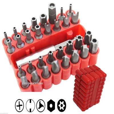 33pc Security Tamper Proof Torq Torx Hex Bit Set Includes 2-1/2'' Magnetic Holder