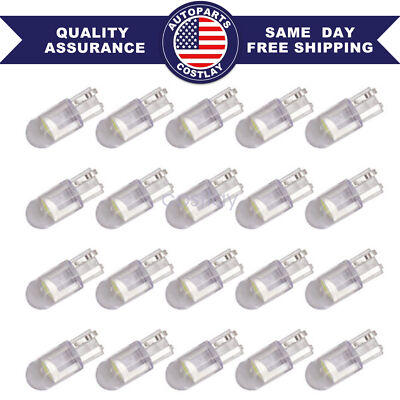 20x Super White T10 168 W5W 2825 LED License Plate Interior Light Bulb 6000K