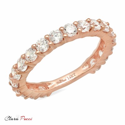 Pre-owned Pucci 2.20 Ct Round Cut Vvs1 19-stone Engagement Wedding Ring Band Solid 14k Rose Gold In D