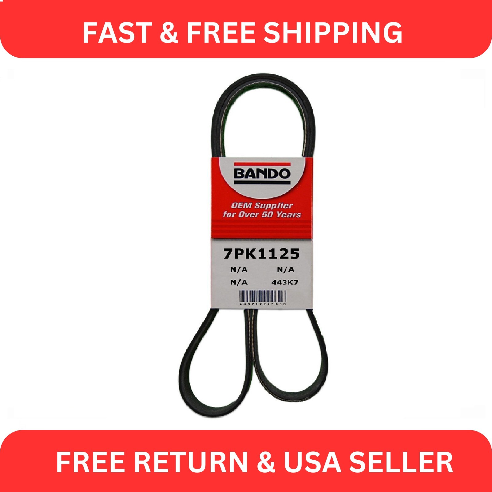 【NONCODE】Miona Belt One-Piece Bando 7PK1125 Serpentine Belt For 12-19 Nissan Micra Versa