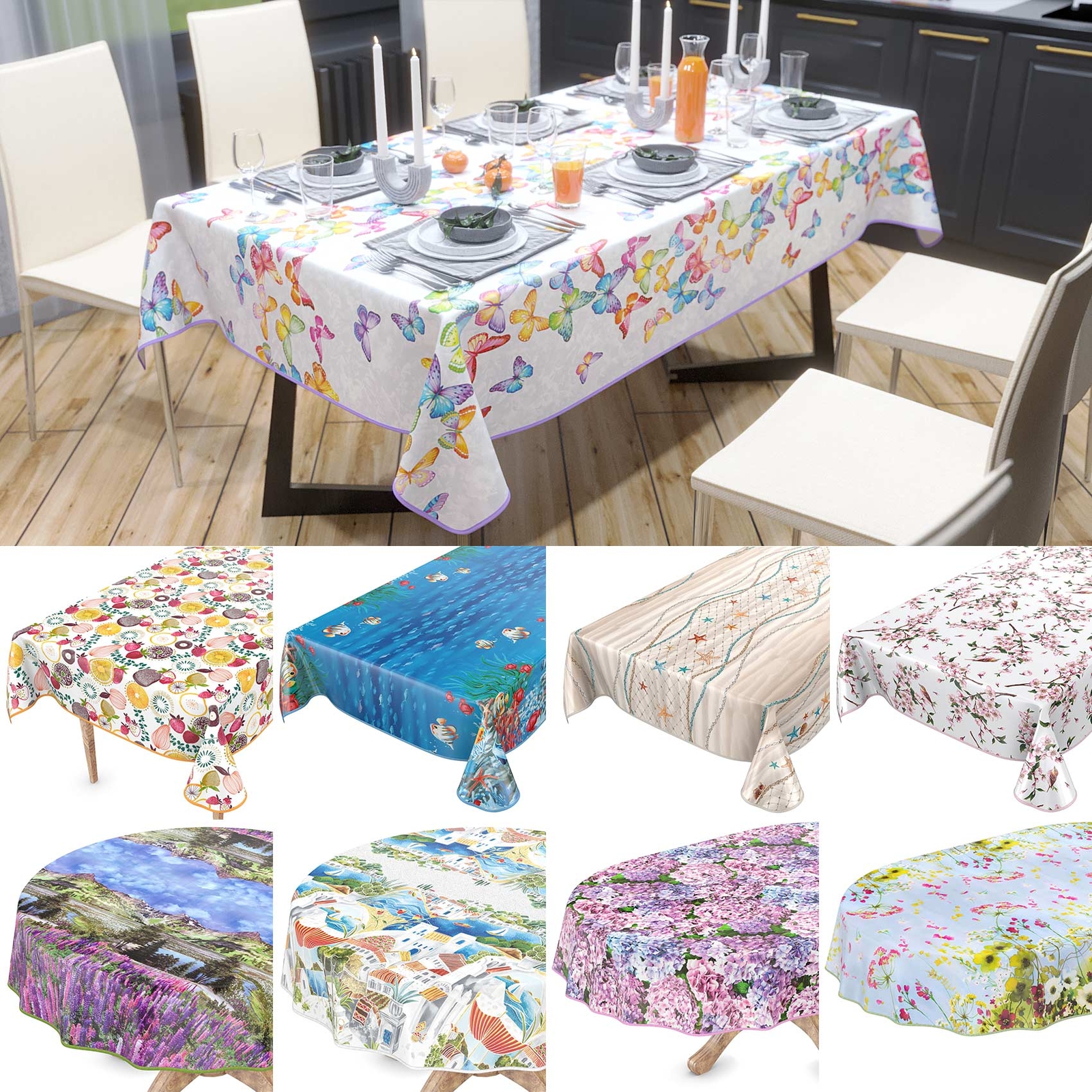 Wachstuch Tischdecke abwaschbar pflegeleicht Wachstuchtischdecke Blumen ANRO