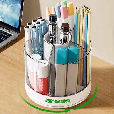 Rotating Pencil Organizer with 6 Compartments 360&deg; Turntable Detachable bavJj