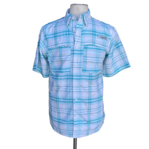 HABIT Men’s Sz S Blue Curacao Plaid UPF 40+ Harbor Bay Short Sleeve River Shirt