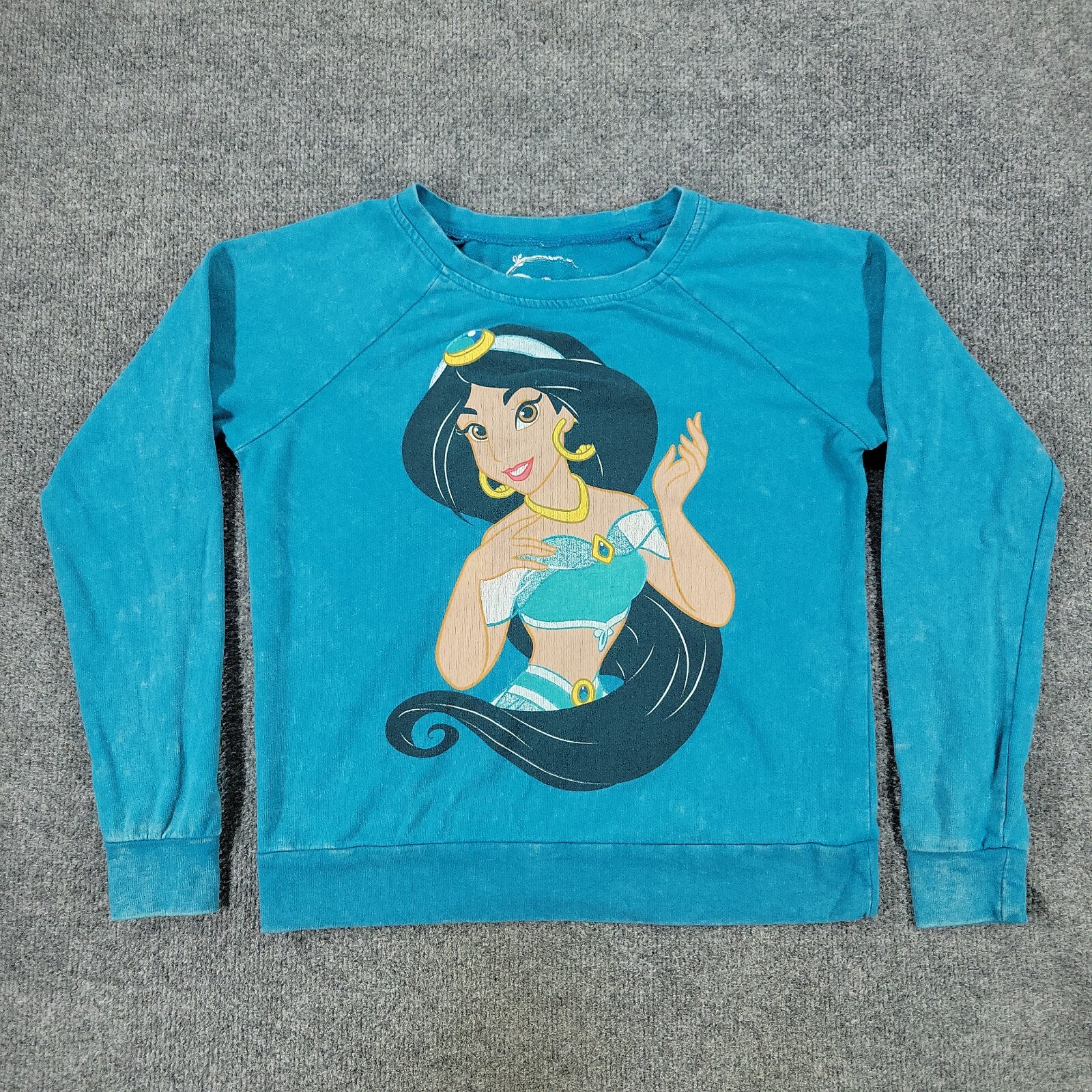 Disney Sweatshirt Women XS Blue Jasmine Aladdin Movie Graphic Long